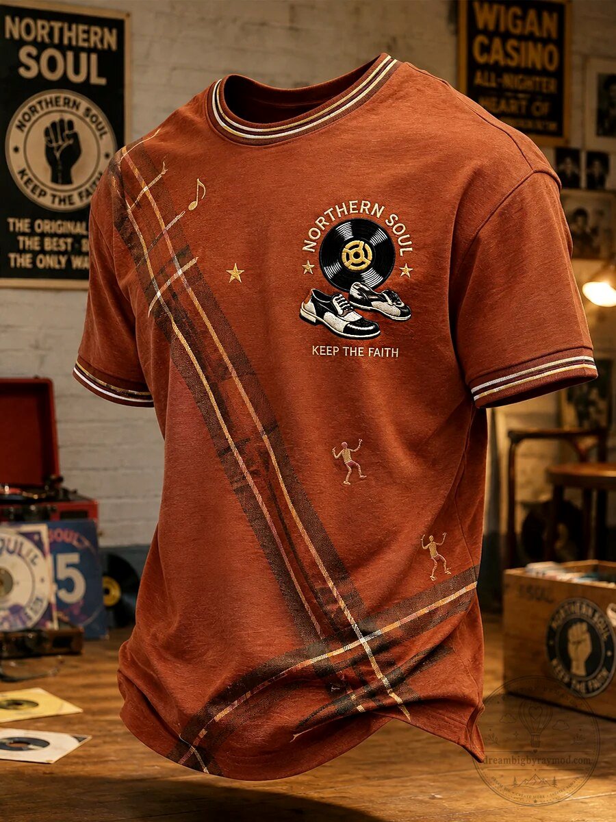 Northern Soul Keep The Faith Record Player Men's Retro Graphic T-Shirt