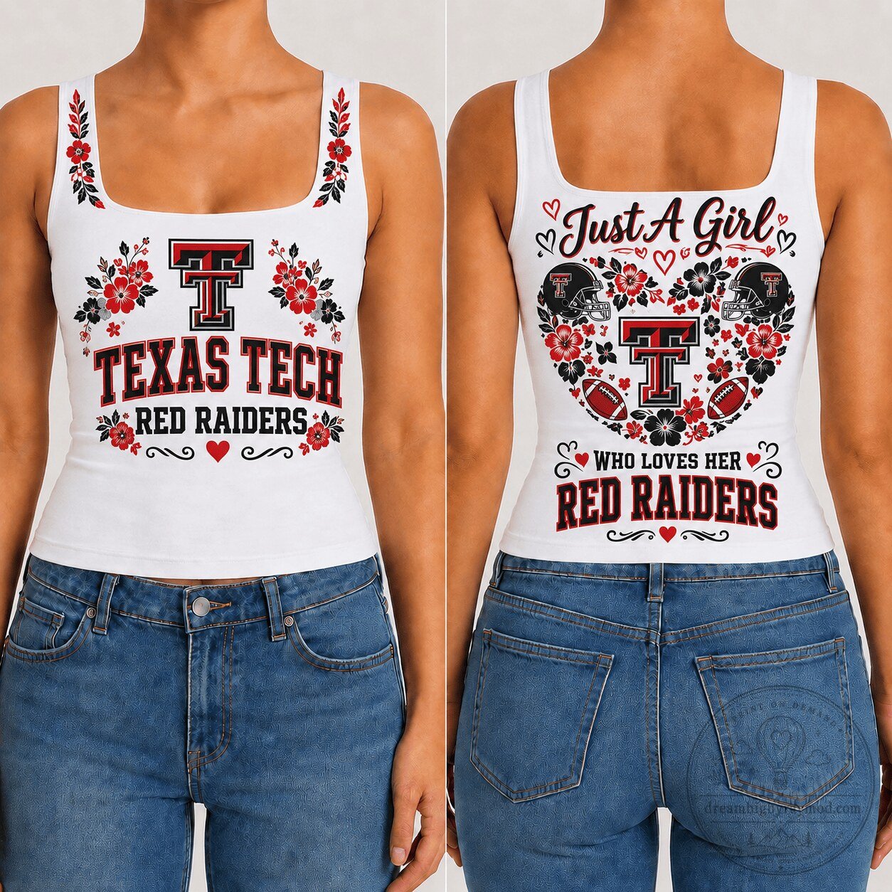 Texas Tech Red Raiders Floral Heart Just A Girl Tank Top