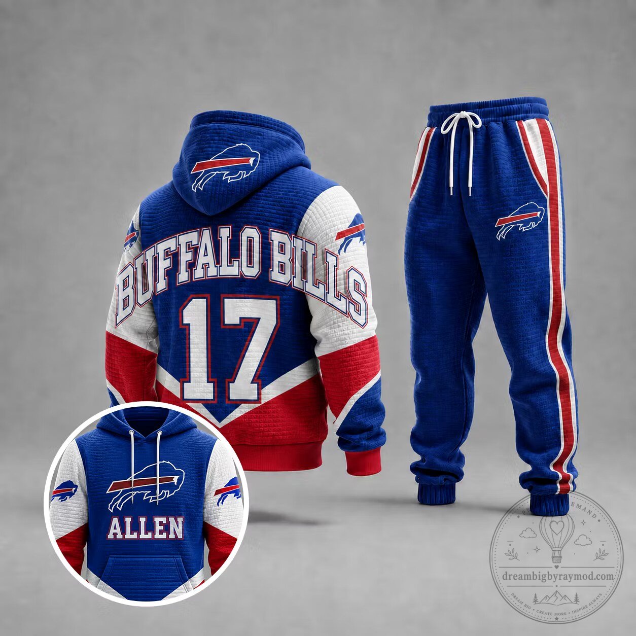 Buffalo Bills Josh Allen Number 17 Football Team Hoodie and Pants Set