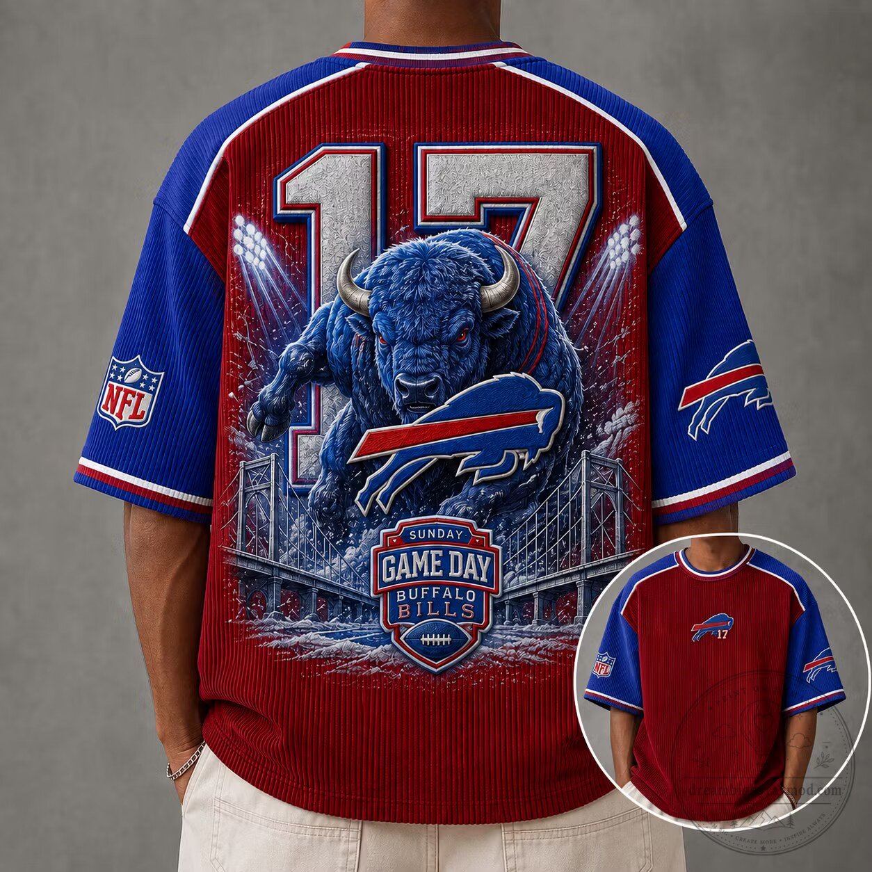 Buffalo Bills Josh Allen 17 NFL Football Team Fan Corduroy T-Shirt