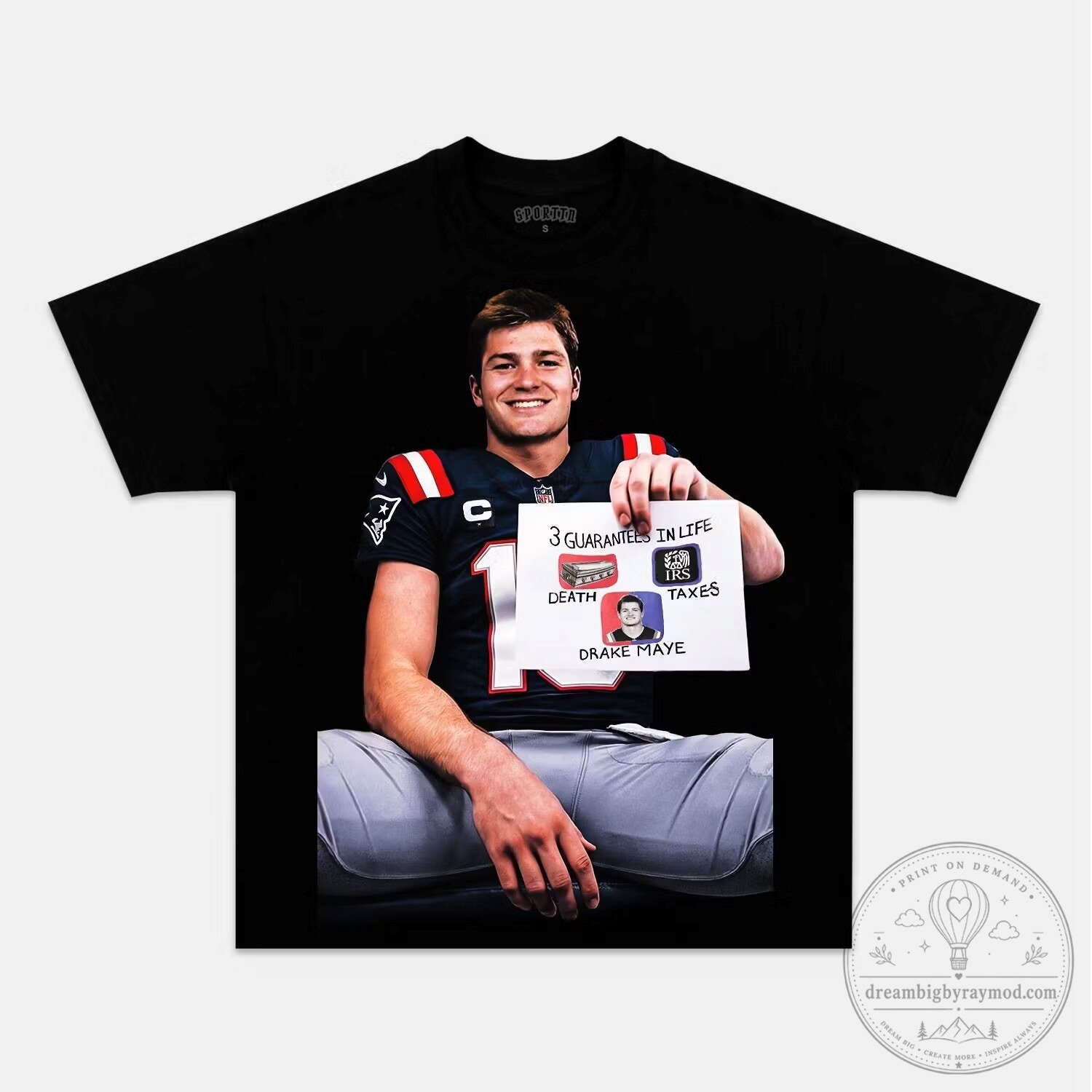 Drake Maye New England Patriots Football Player Three Guarantees in Life T-Shirt