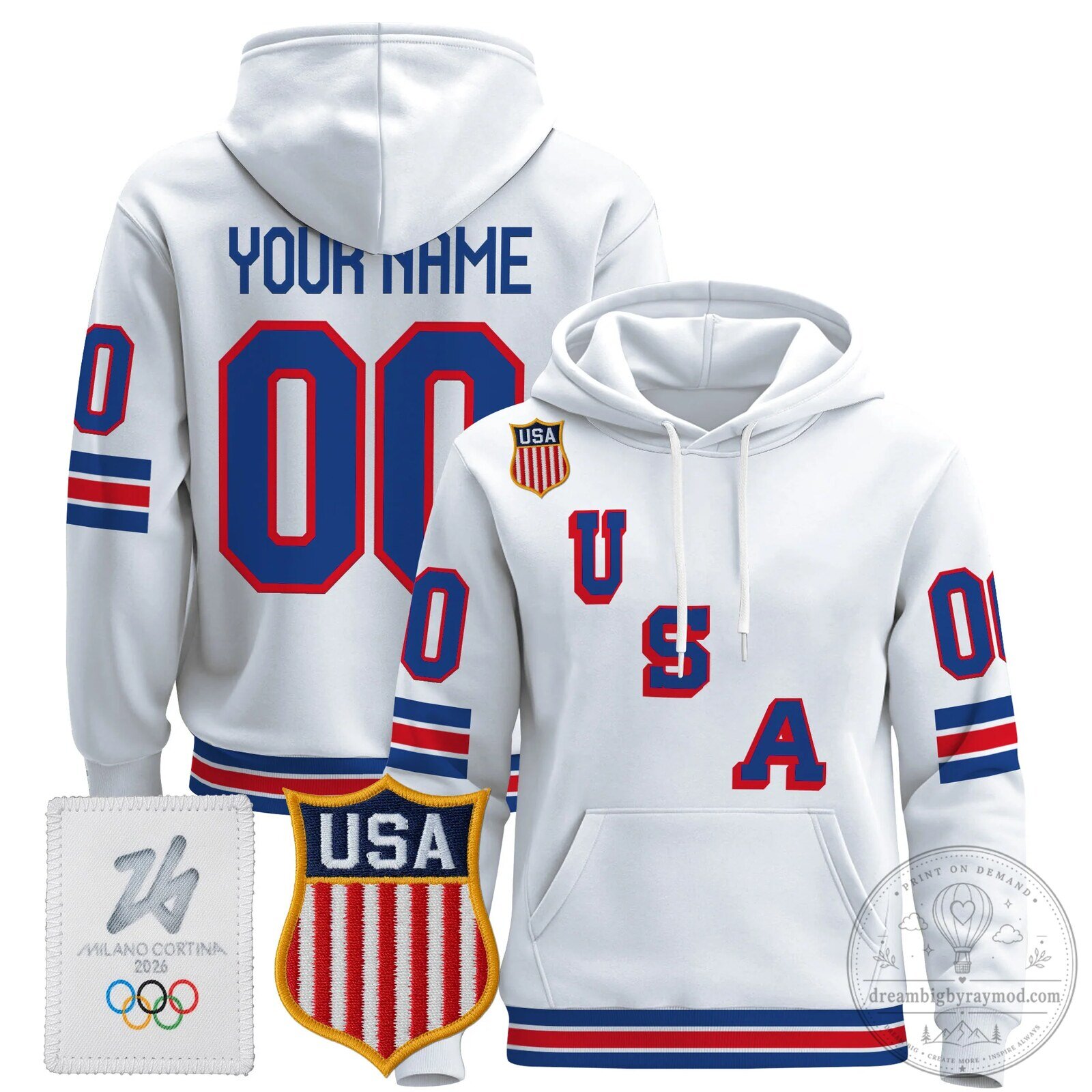 USA Olympic Winter Games Milano Cortina 2026 Custom Hockey Hoodie