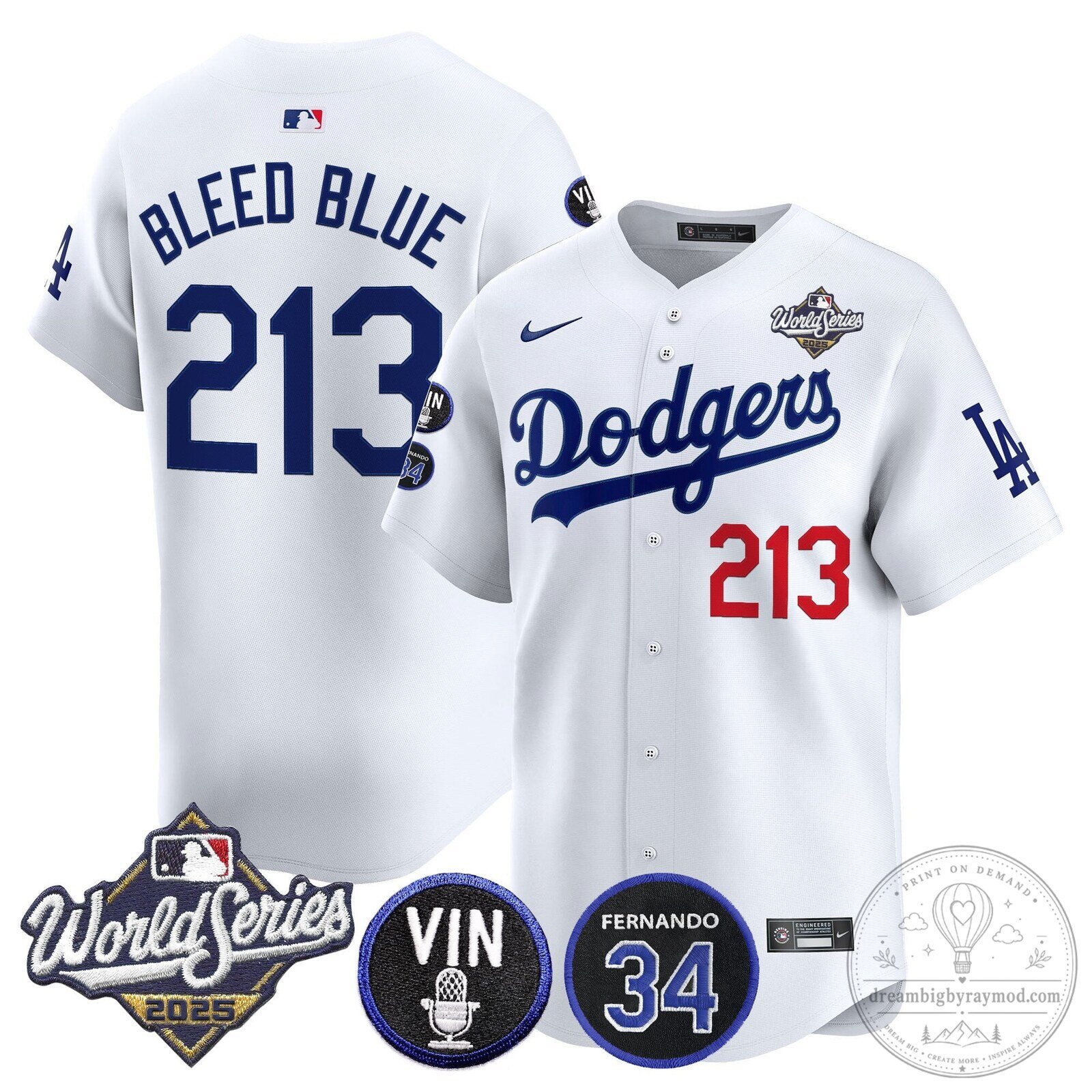 Los Angeles Dodgers 2025 World Series Vin Scully Fernando Valenzuela Baseball Jersey