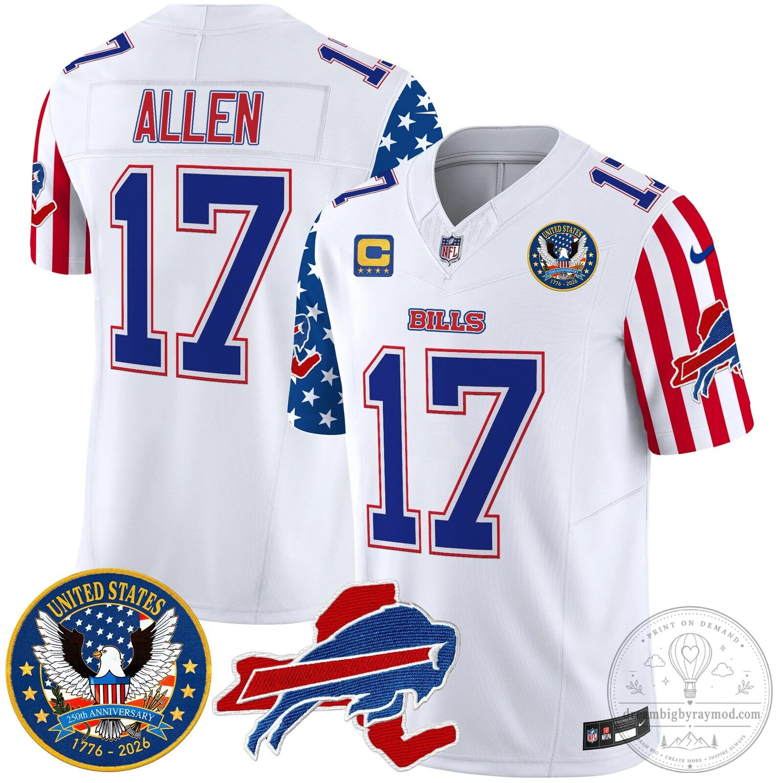 Buffalo Bills Josh Allen United States 250th Anniversary Football Jersey