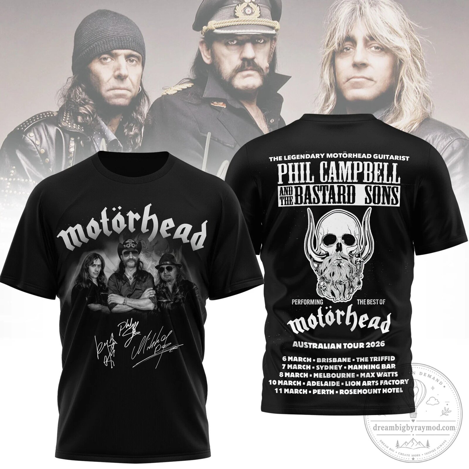 Motorhead Band Phil Campbell Australian Tour 2026 Concert Black T-Shirt