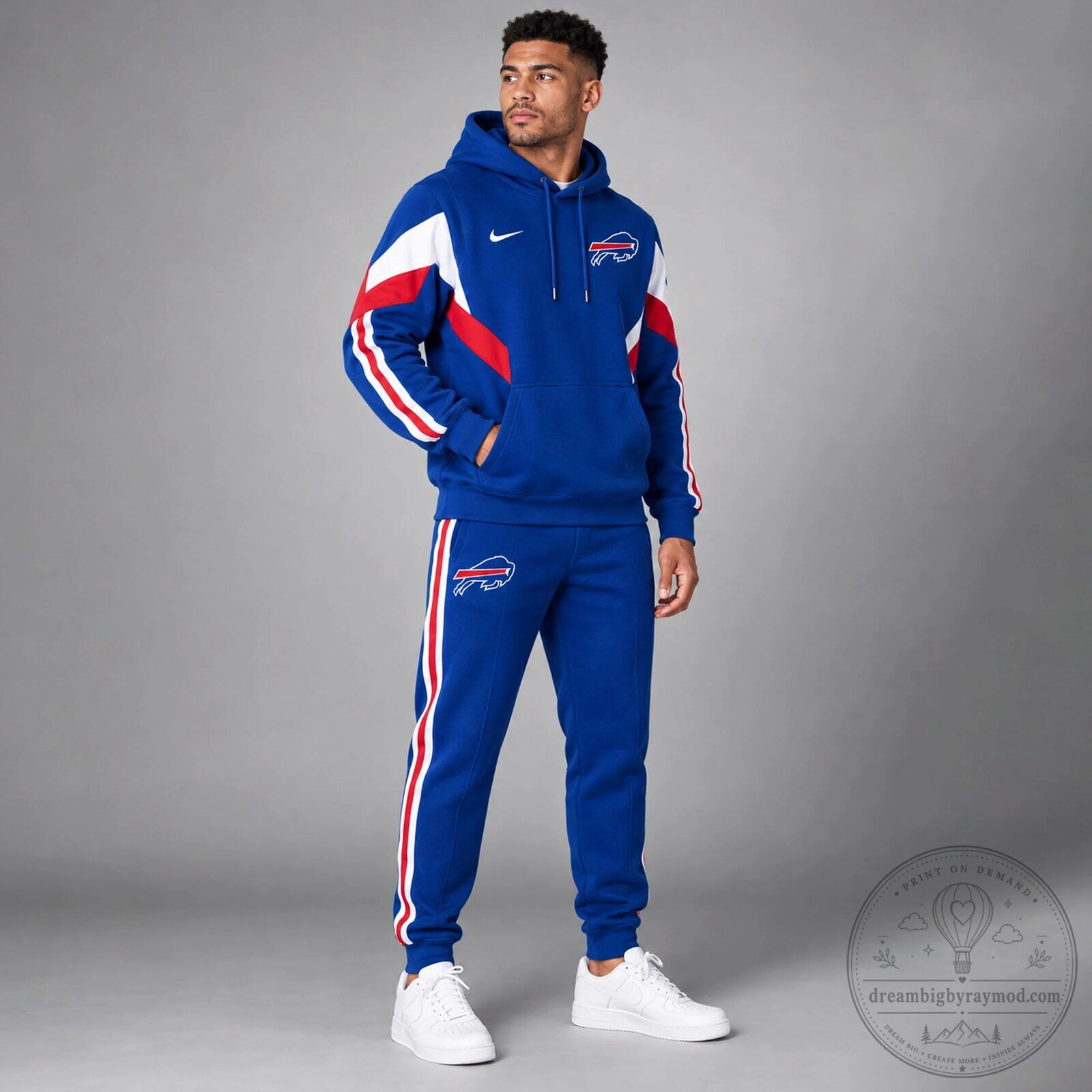 Buffalo Bills Nike Royal Blue Red White Stripe NFL Hoodie and Jogger Pants Set