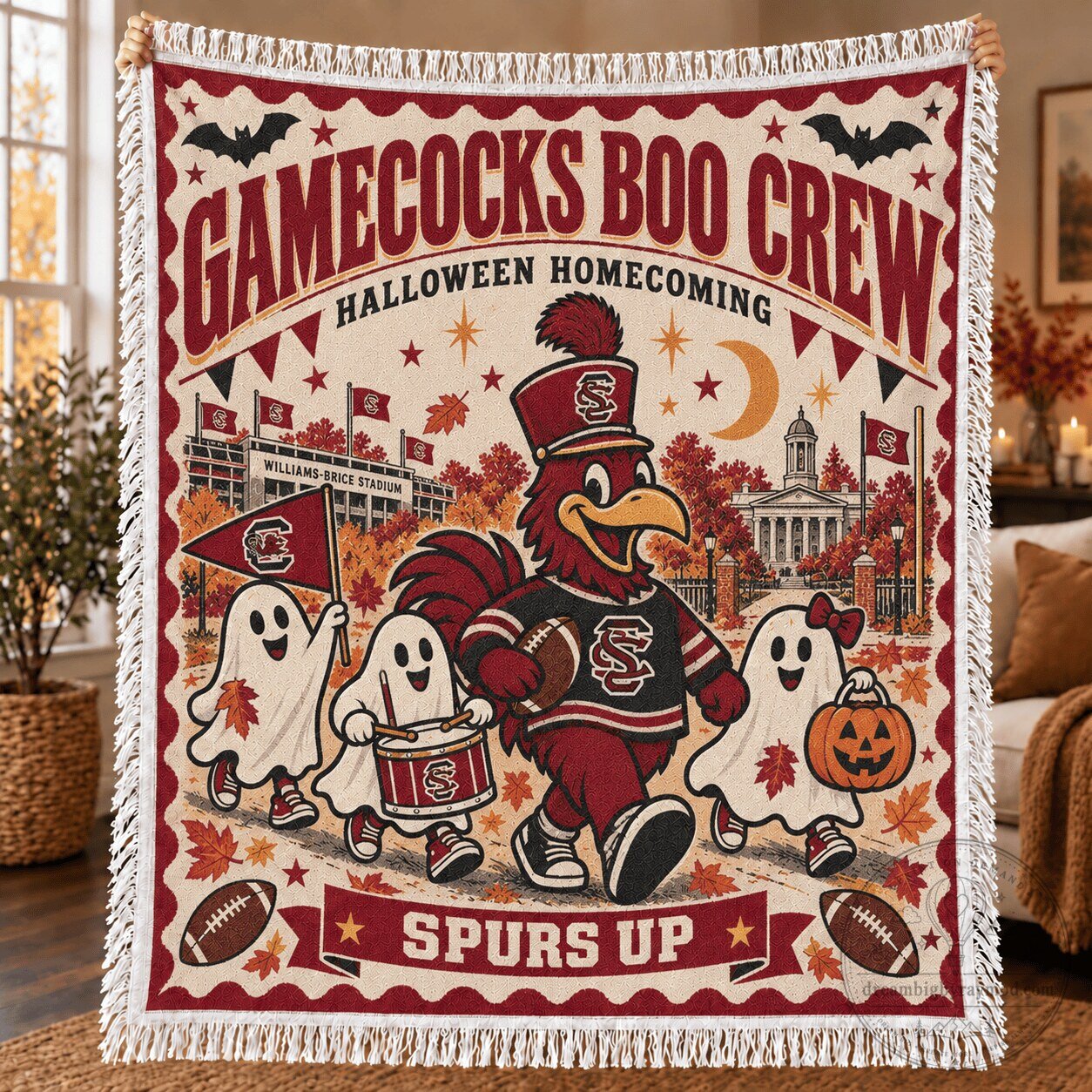 South Carolina Gamecocks Halloween Boo Crew Homecoming Woven Blanket