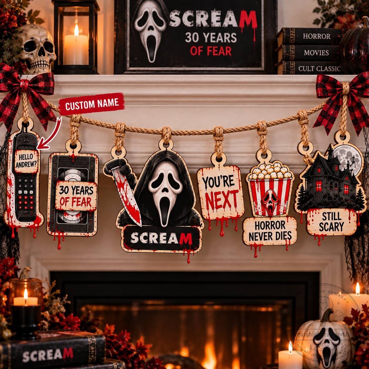 Scream Ghostface 30 Years Of Fear Halloween Wooden Garland Decoration