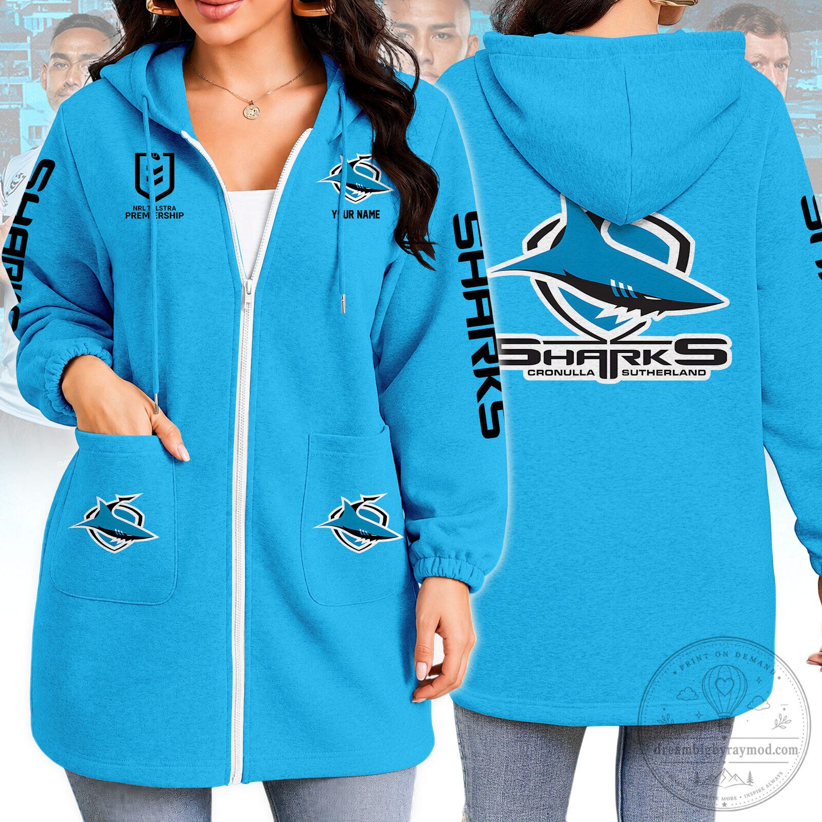 Cronulla-Sutherland Sharks National Rugby League Full-Zip Hoodie