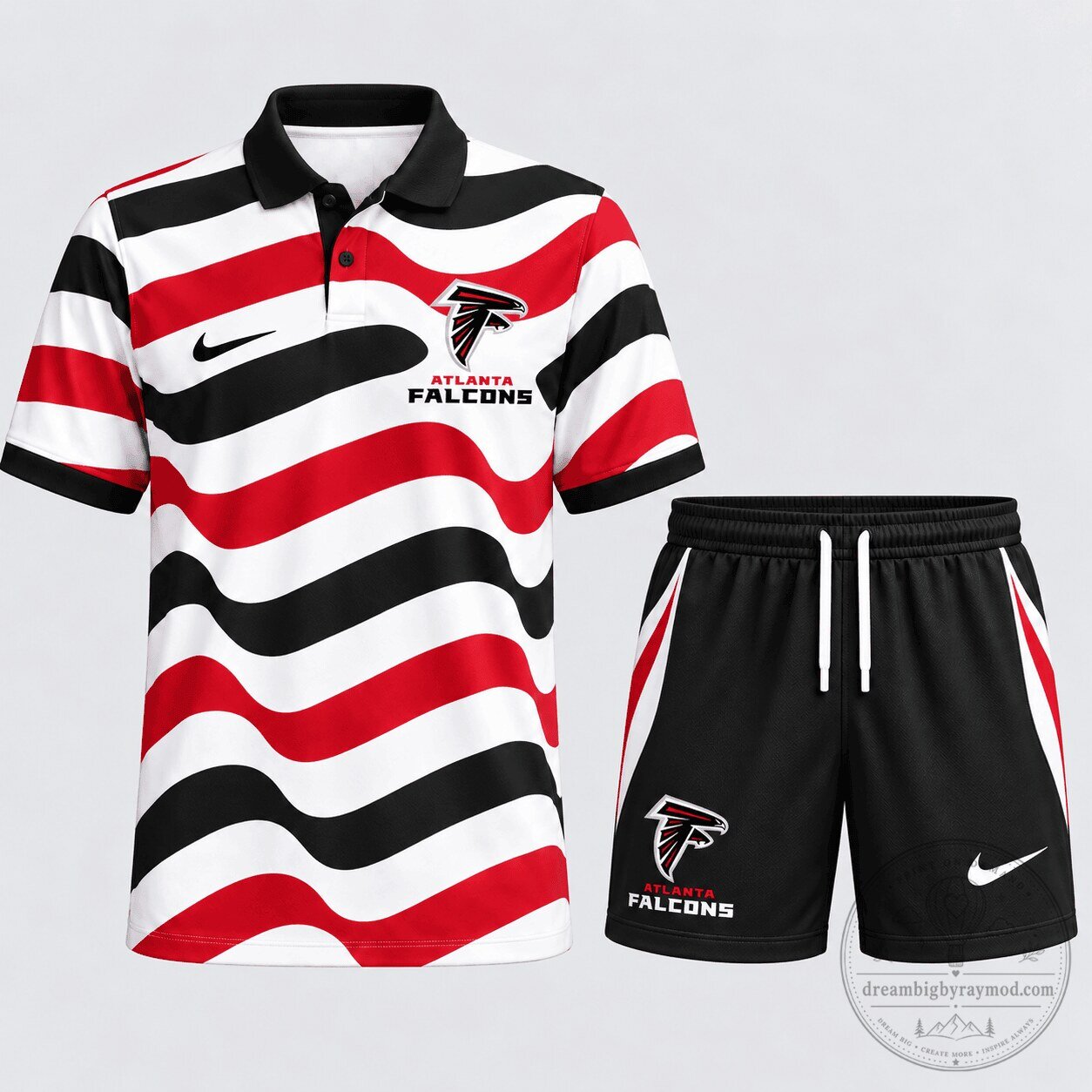 Atlanta Falcons National Football League Wavy Stripe Polo Shirt and Shorts Set