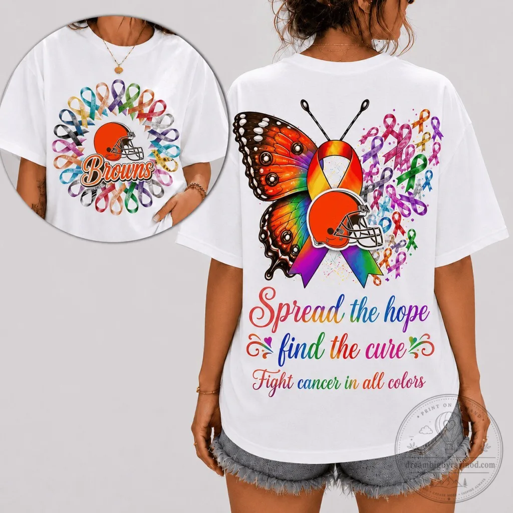 Cleveland Browns Cancer Awareness Butterfly T-Shirt Cleveland Browns Cancer Awareness Butterfly T-Shirt
