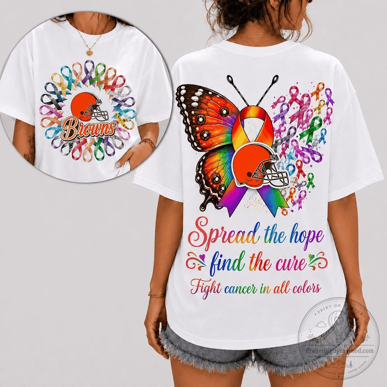 Cleveland Browns Cancer Awareness Butterfly T-Shirt