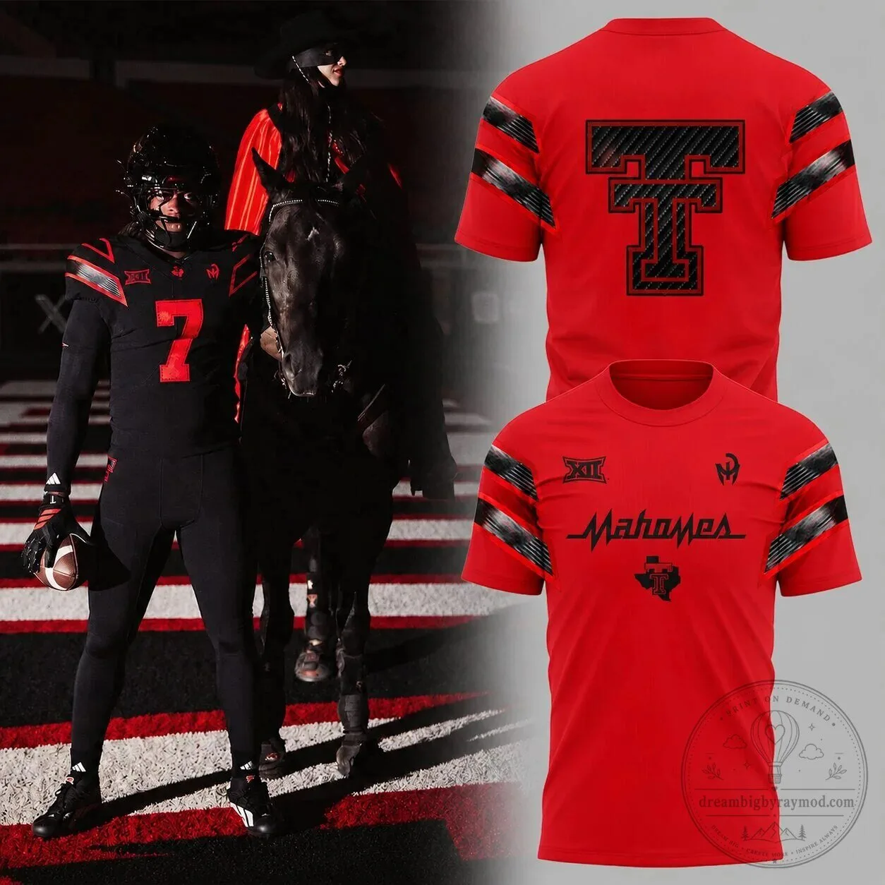 Texas Tech Red Raiders Football Tee featuring Patrick Mahomes