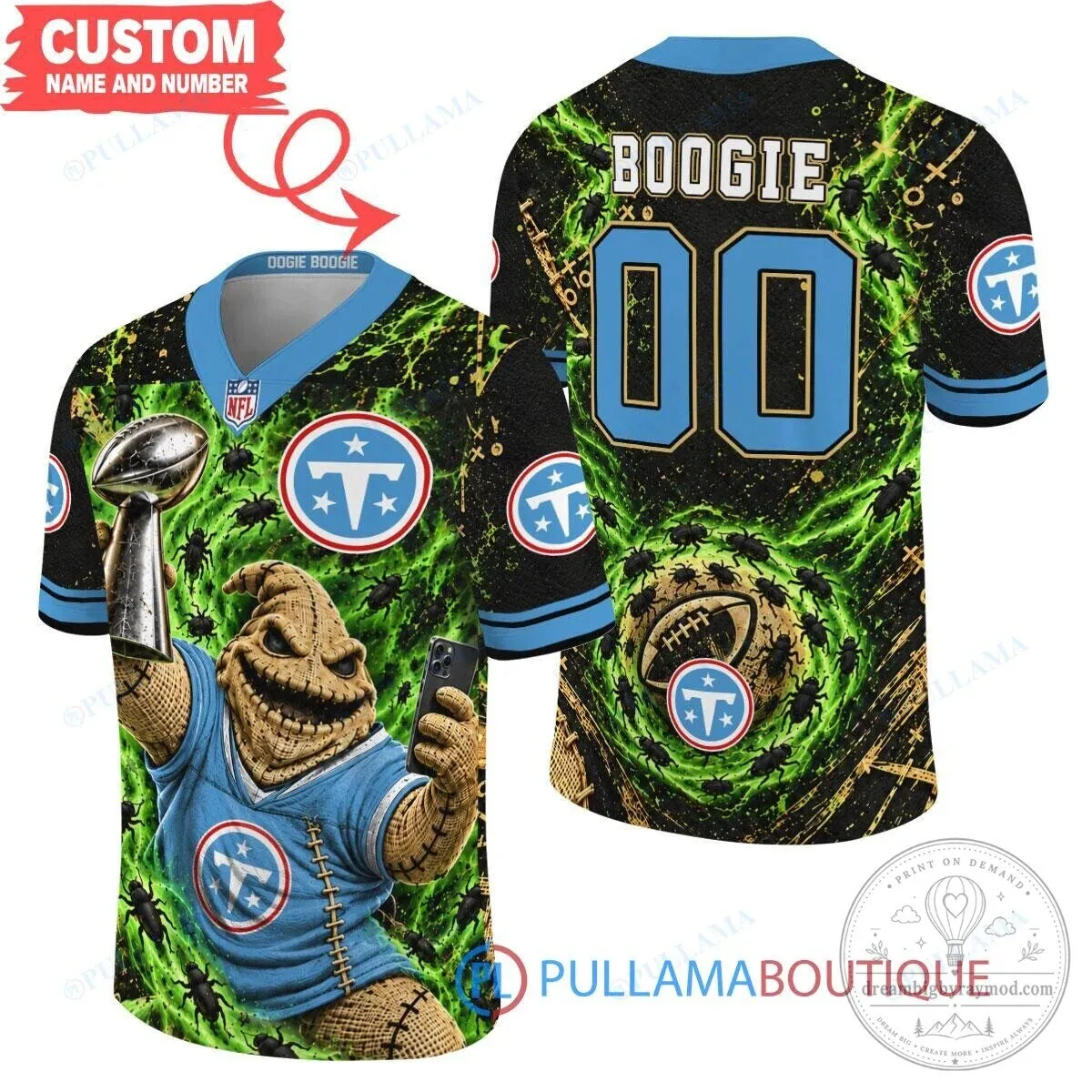 Tennessee Titans Oogie Boogie Super Bowl Trophy Football Jersey