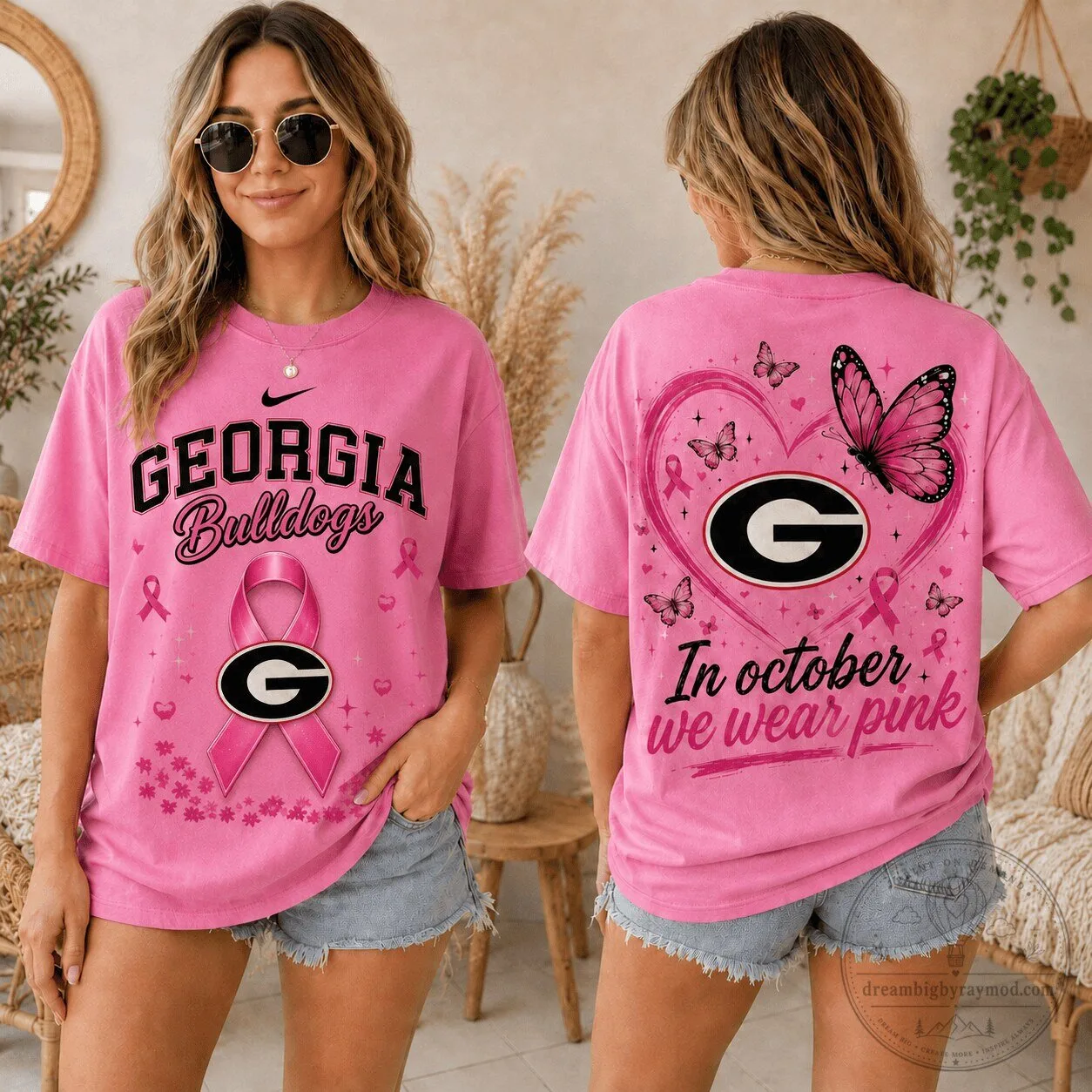 Georgia Bulldogs Shirt Pink October Breast Cancer Awareness T-Shirt