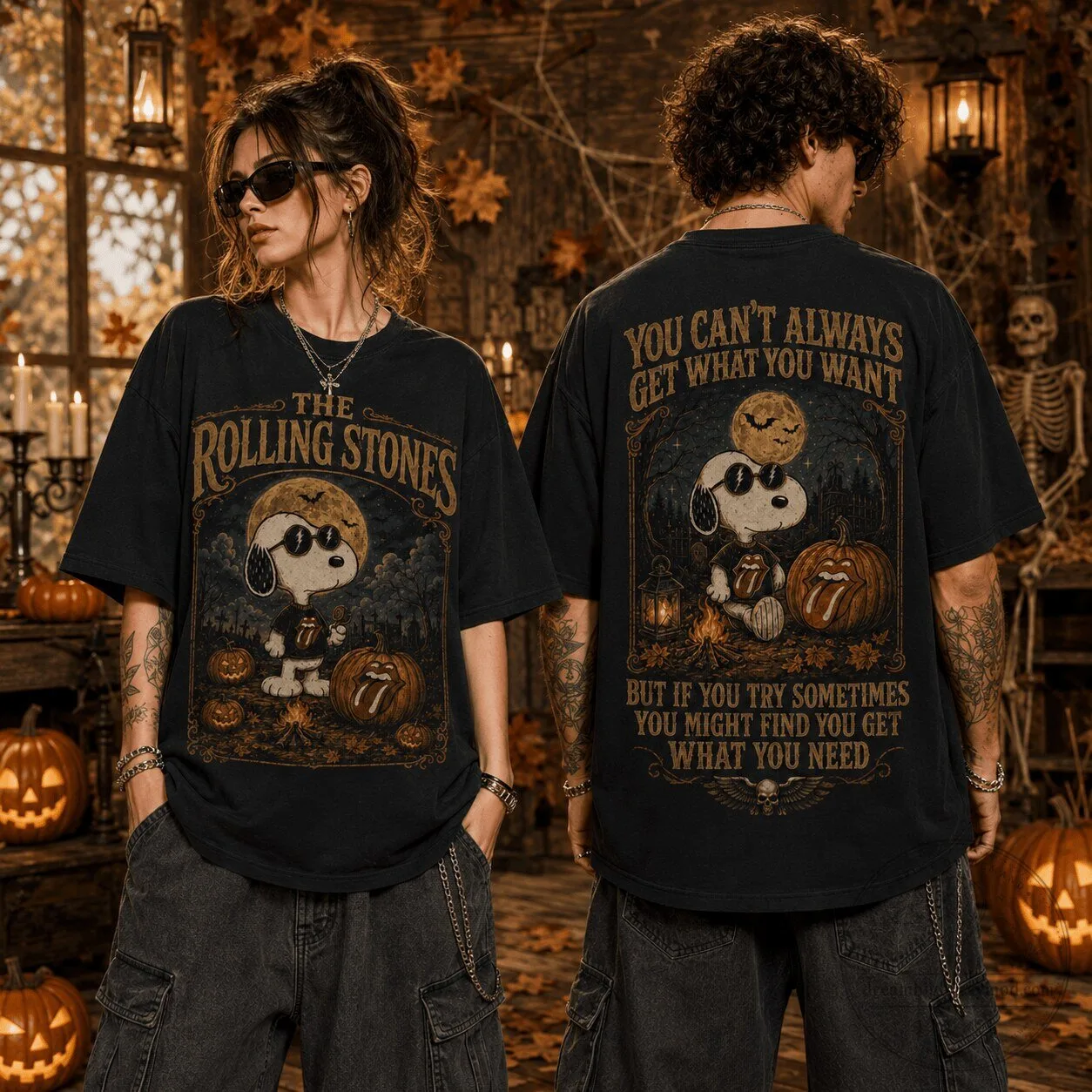The Rolling Stones Snoopy Halloween "You Can't Always Get What You Want" T-Shirt