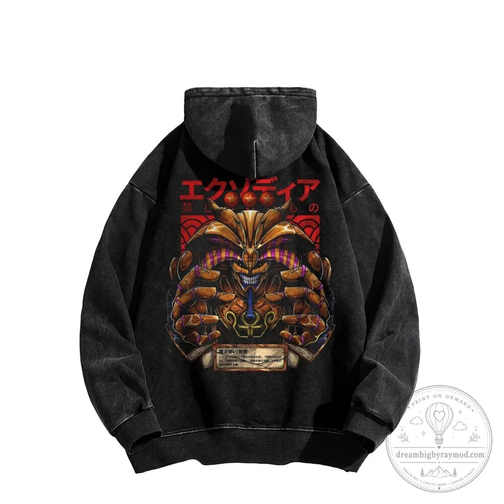Yu-Gi-Oh Exodia the Forbidden One Washed Black Hoodie