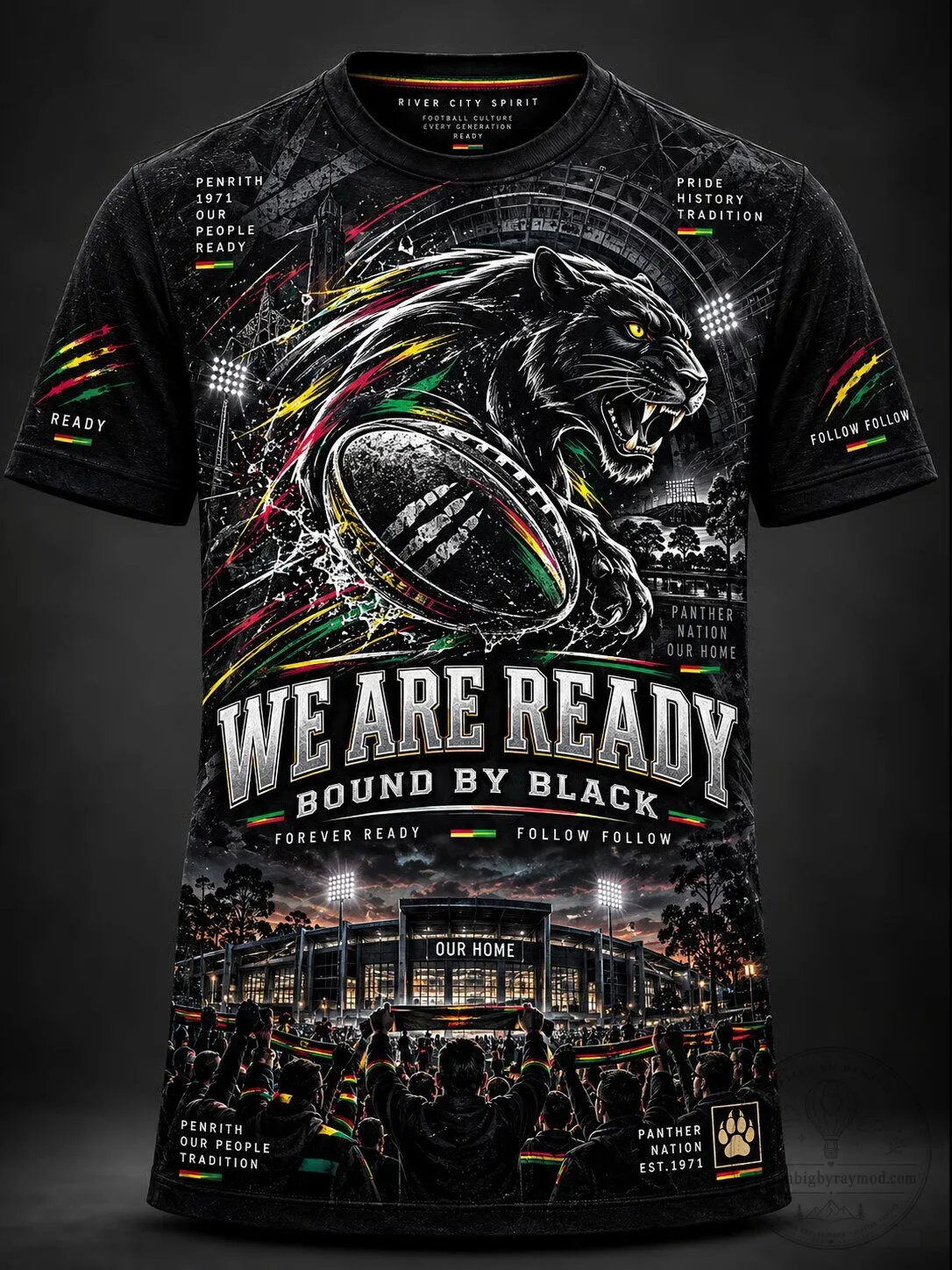 Penrith Panthers Rugby Football Club Black Panther Mascot T-Shirt