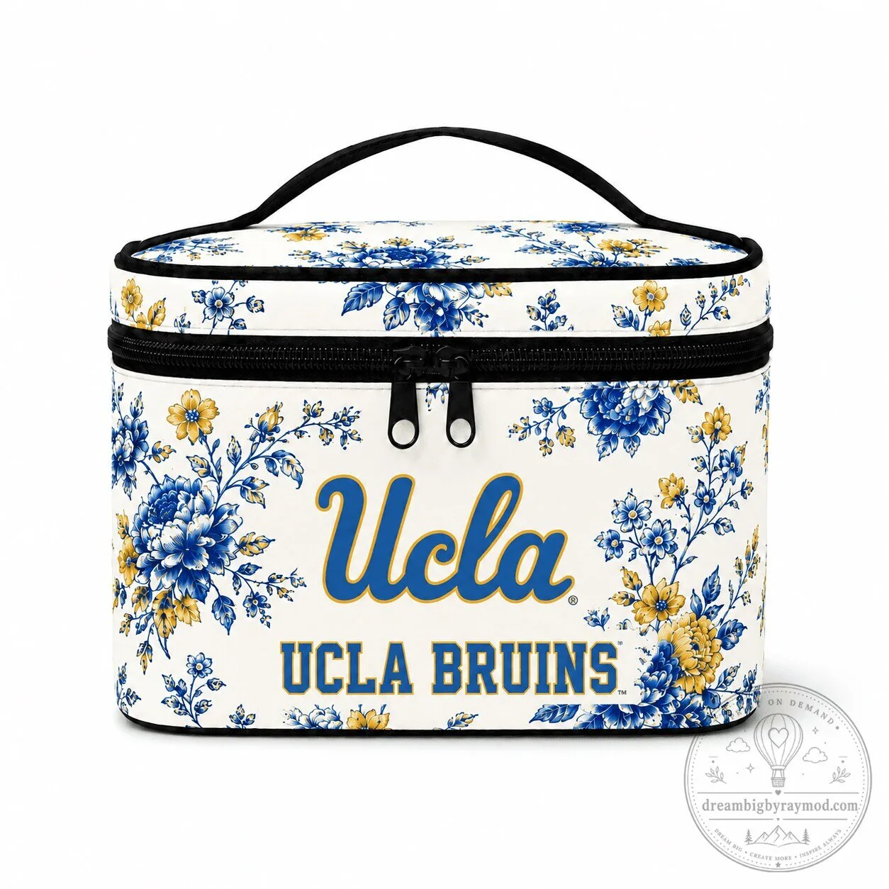 UCLA Bruins Floral Cosmetic Bag, University of California Los Angeles Toiletry Bag
