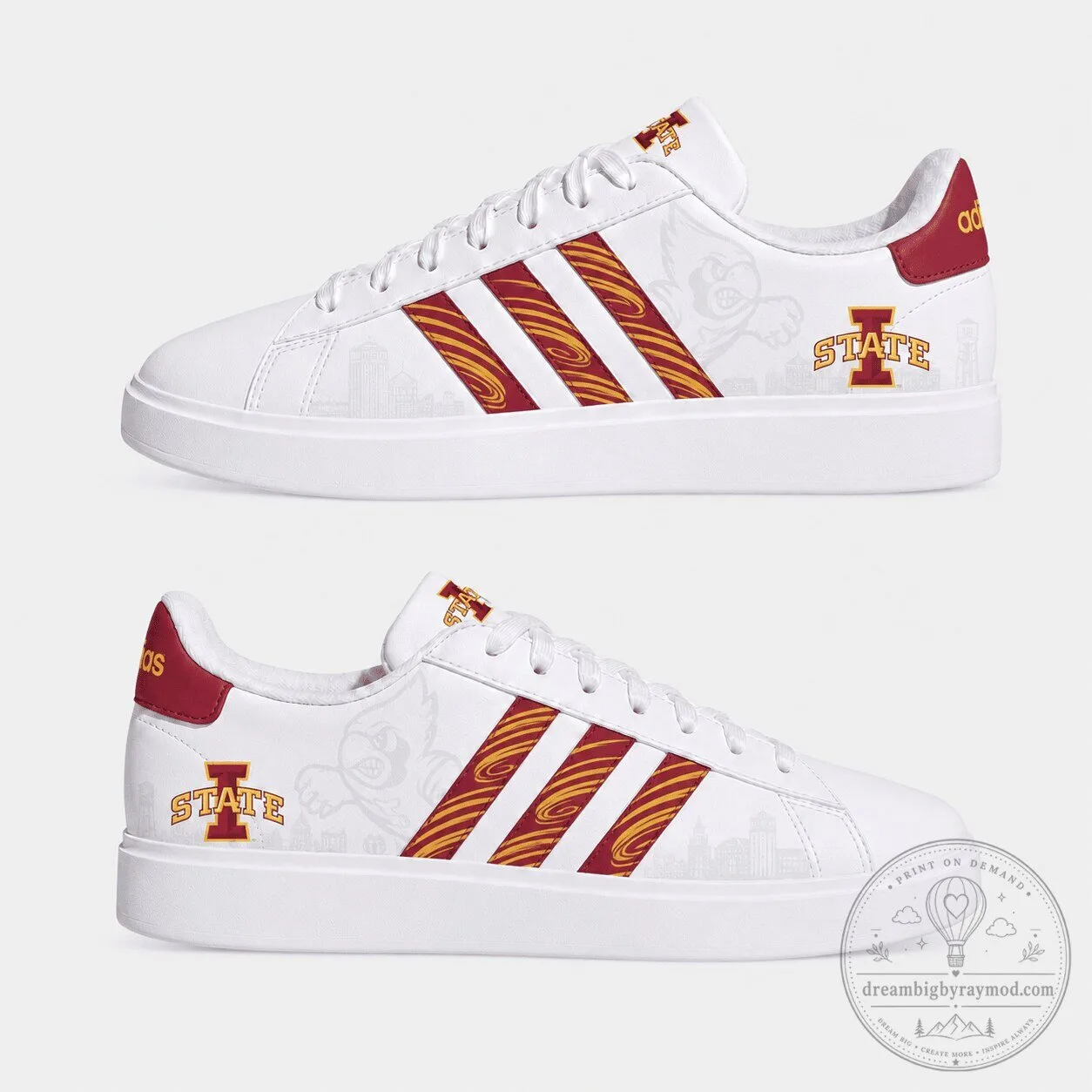 Iowa State Cyclones NCAA Logo Team Custom White Sneakers