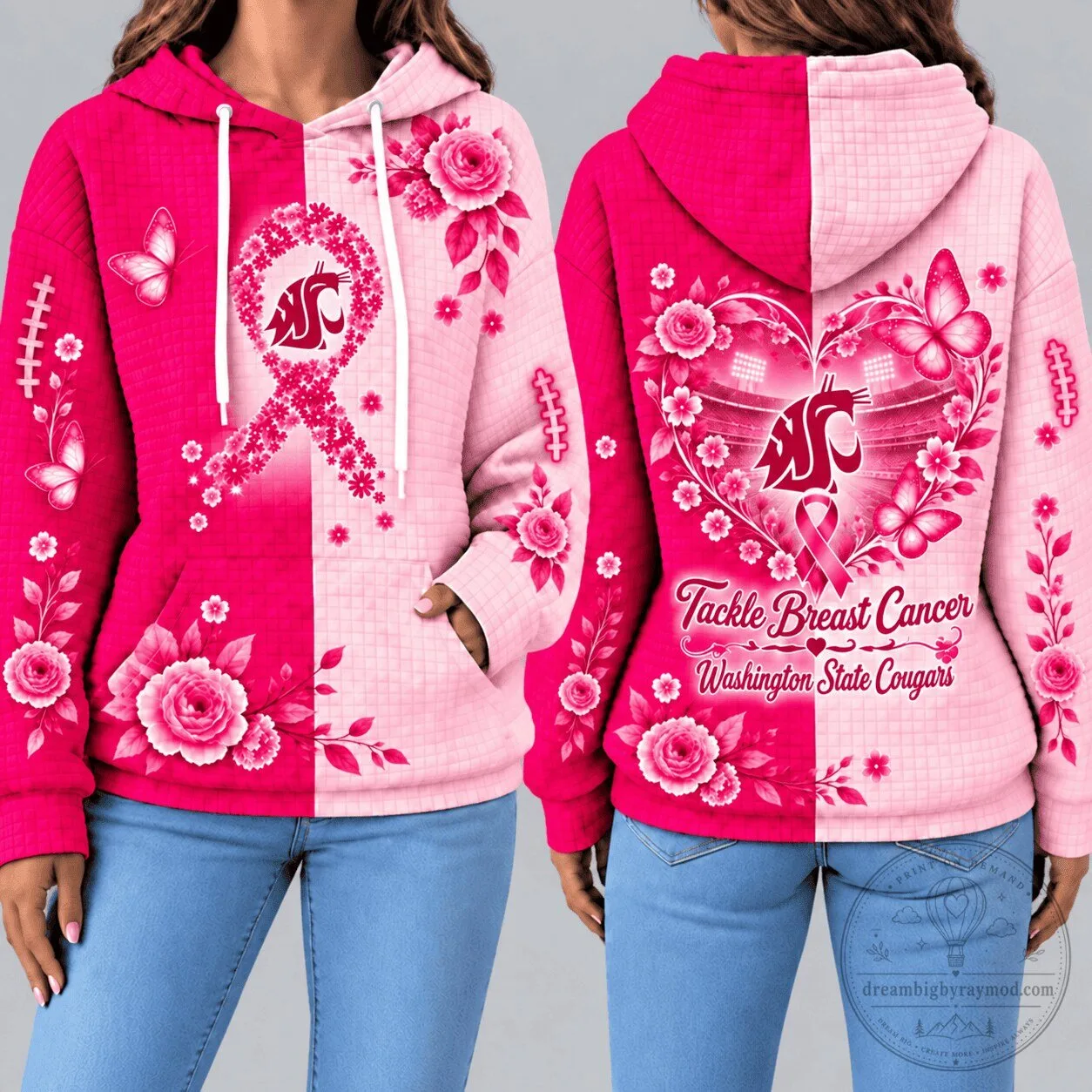 Washington State Cougars Tackle Breast Cancer Pink Ribbon Hoodie