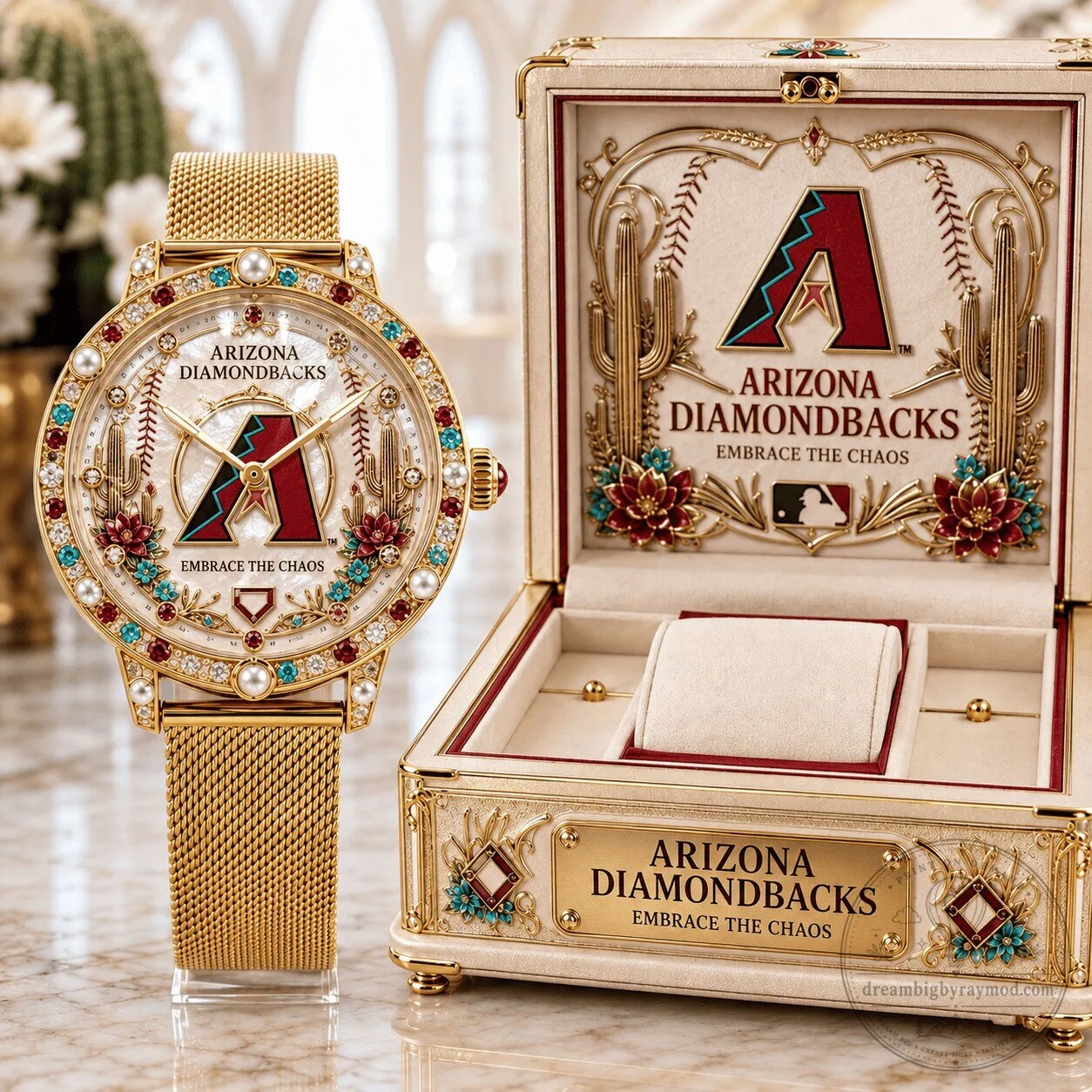 Arizona Diamondbacks Embrace the Chaos Gold Tone Women's Watch