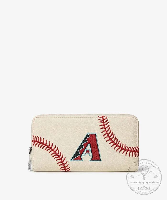Arizona Diamondbacks Baseball Stitch Wallet with Zipper Closure