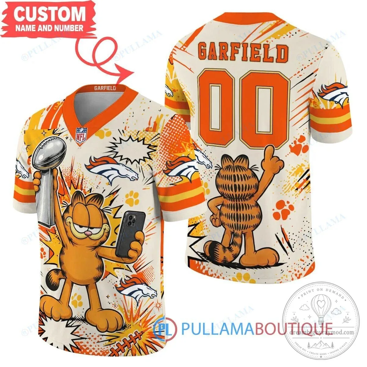 Denver Broncos Garfield Super Bowl Champions Football Jersey