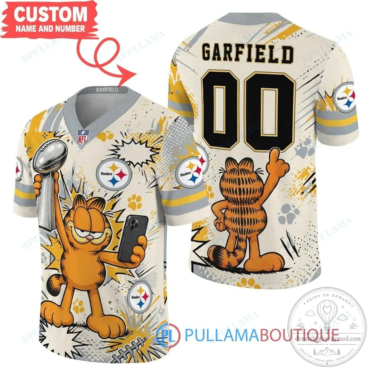 Garfield Pittsburgh Steelers Super Bowl Trophy Football Jersey