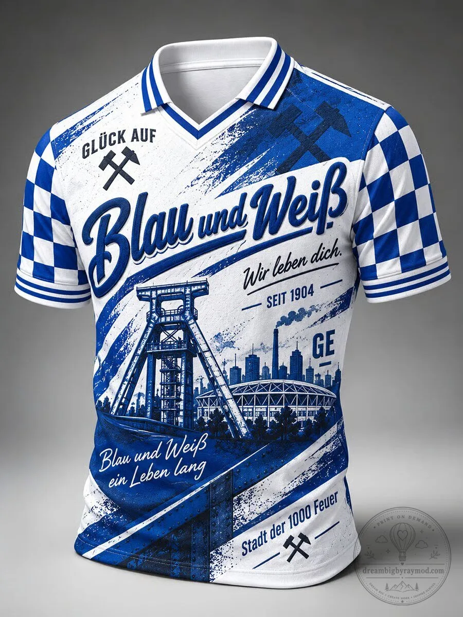 Schalke 04 Royal Blue and White Soccer Fan Jersey
