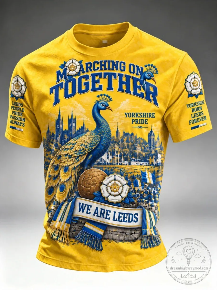 Leeds United Football Club Marching On Together Yorkshire Pride T-Shirt