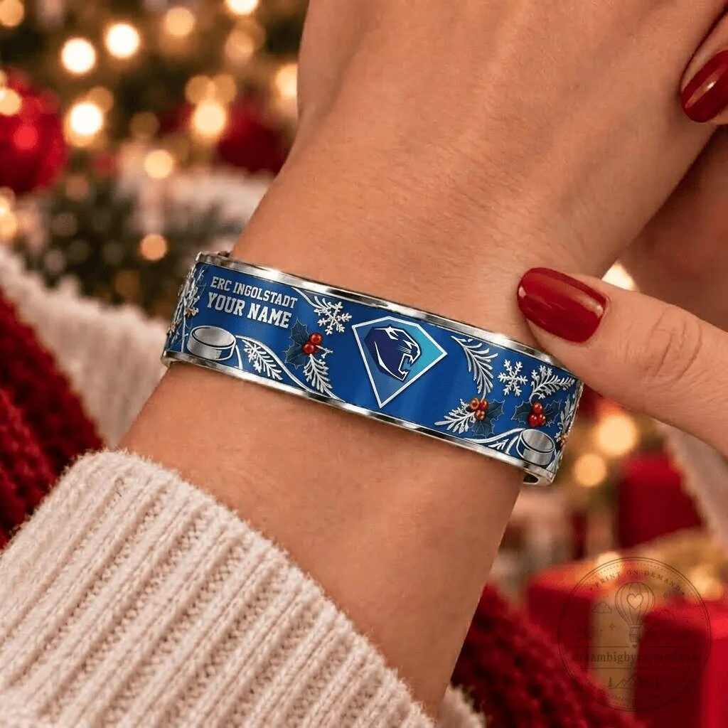 ERC Ingolstadt DEL Christmas Hockey Team Custom Name Bracelet for Fans
