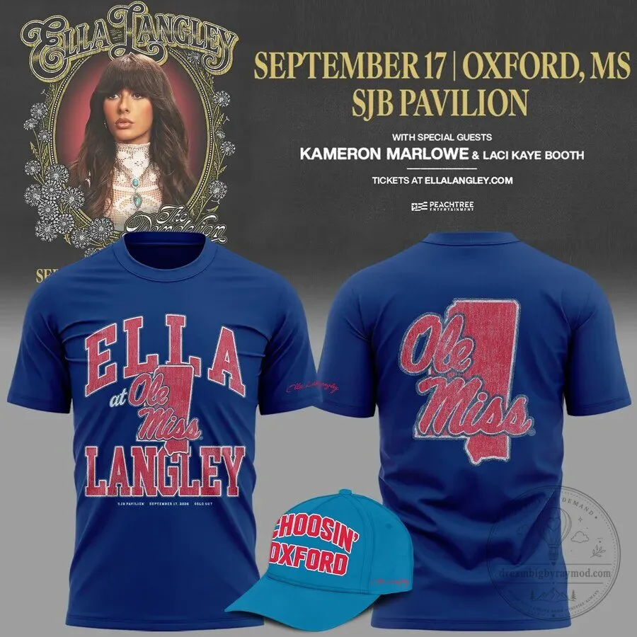 Blue T-Shirt for Concert Tour by Ella Langley - Ole Miss Rebels