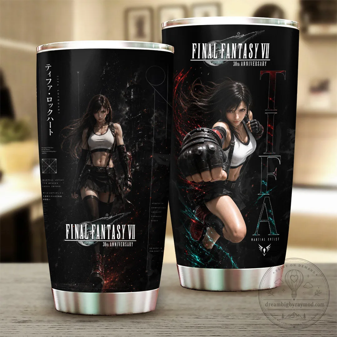 30th Anniversary Insulated Tumbler of Tifa Lockhart from Final Fantasy VII