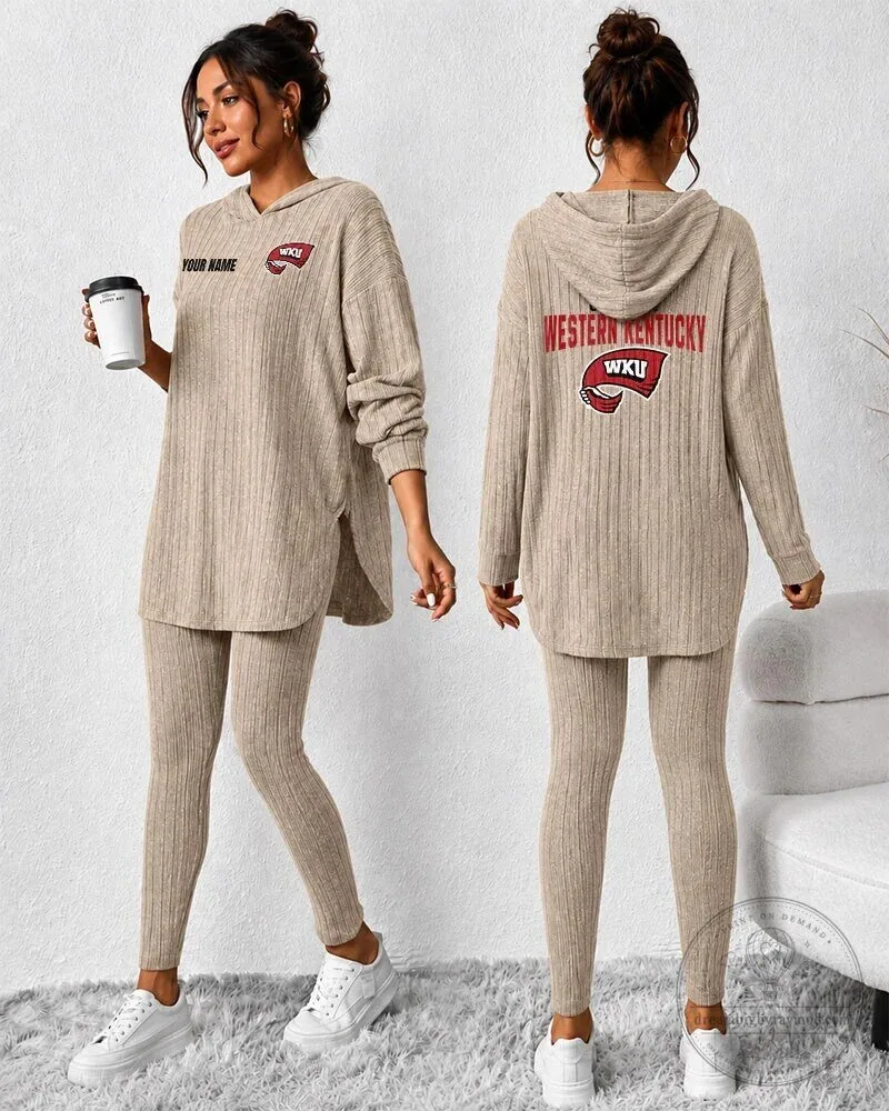 Western Kentucky Hilltoppers Women's Personalized Ribbed Hoodie and Leggings Set