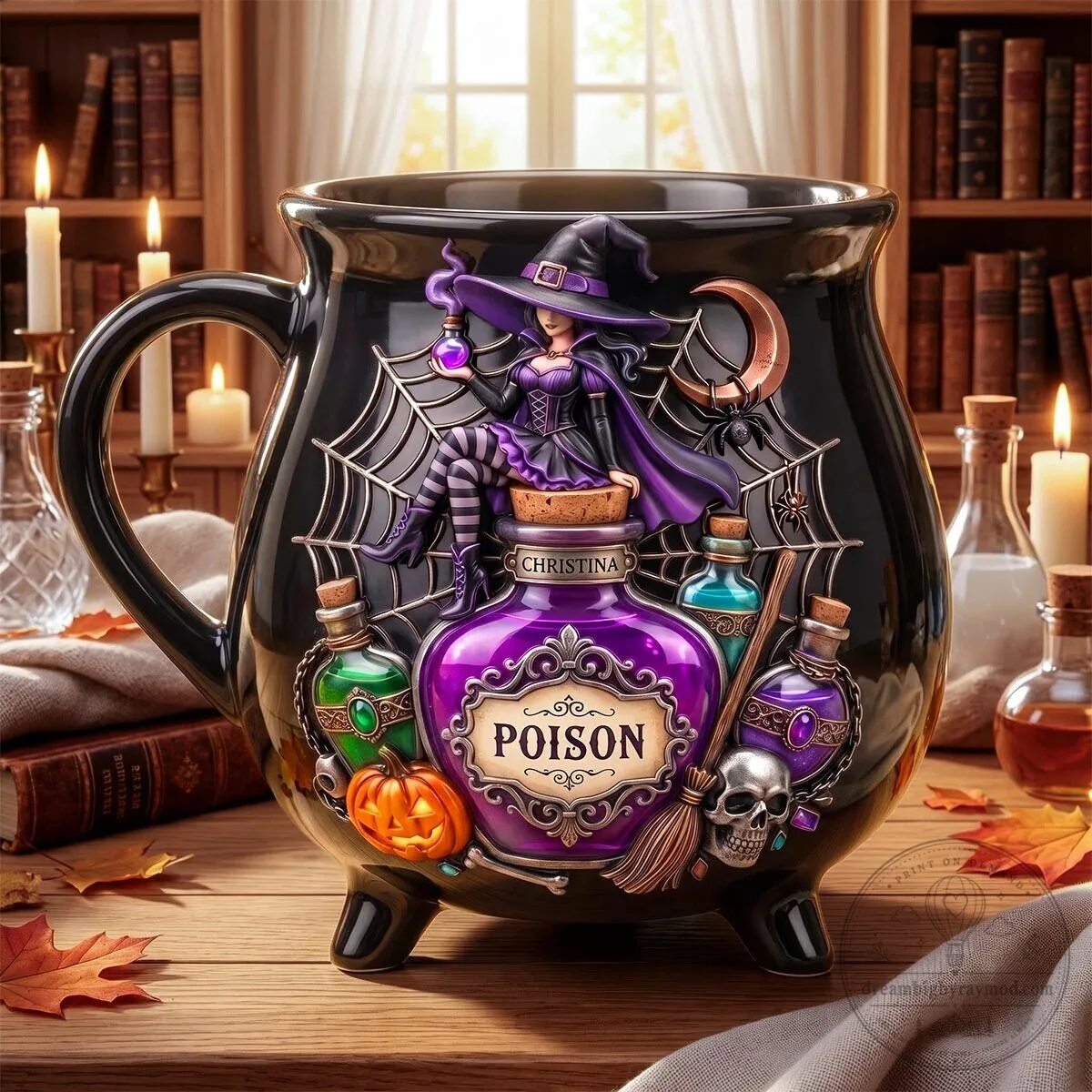 Witch Poison Cauldron Mug, Halloween Witchcraft Potion Drink Cup