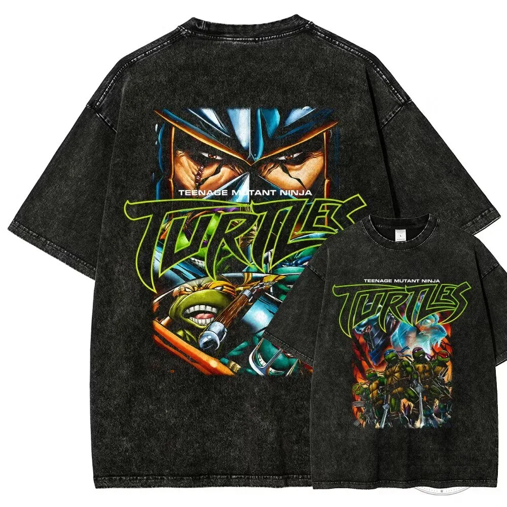 Teenage Mutant Ninja Turtles Shredder and Turtles Washed Black T-Shirt