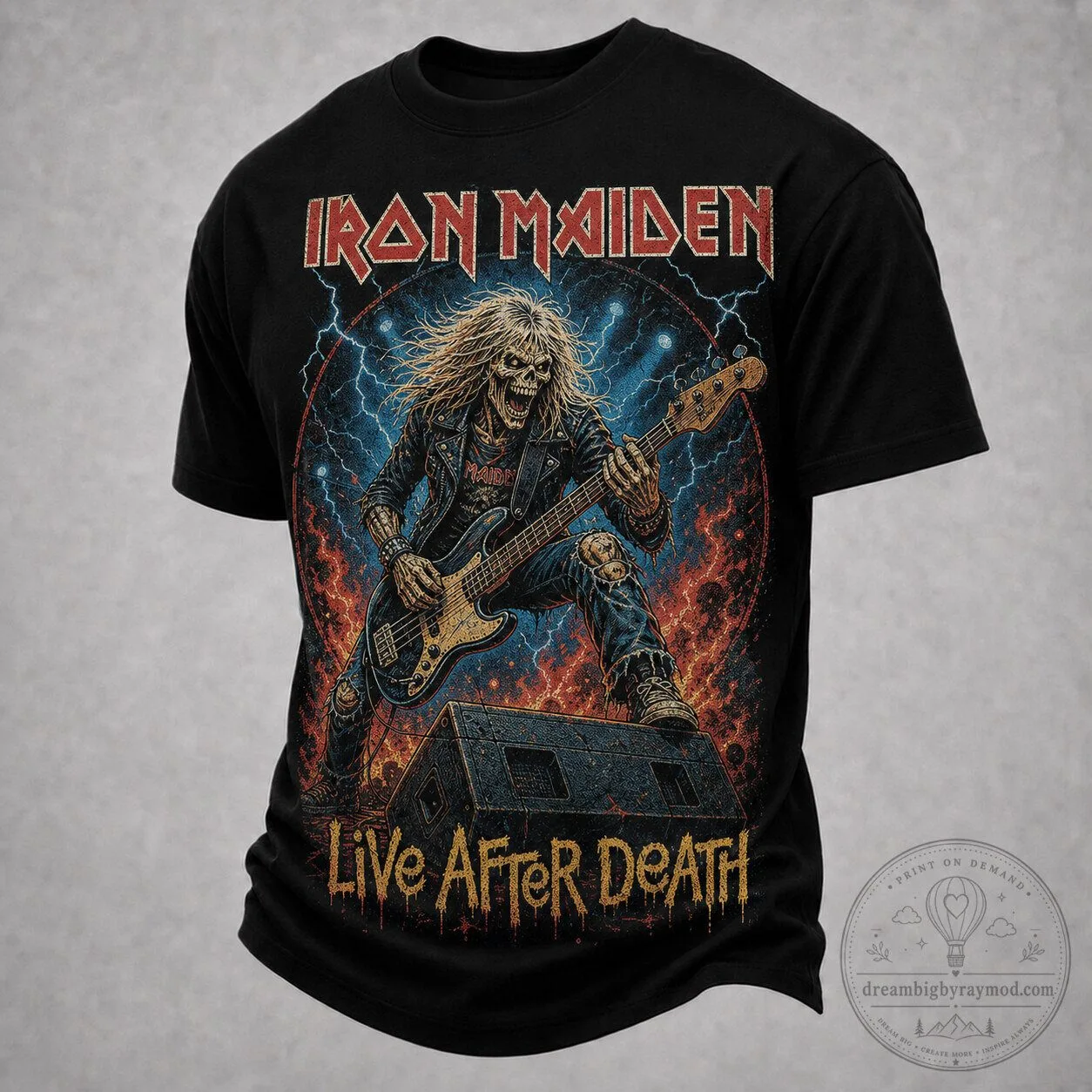 Iron Maiden Rock Band Shirt Live After Death Album Art T-Shirt