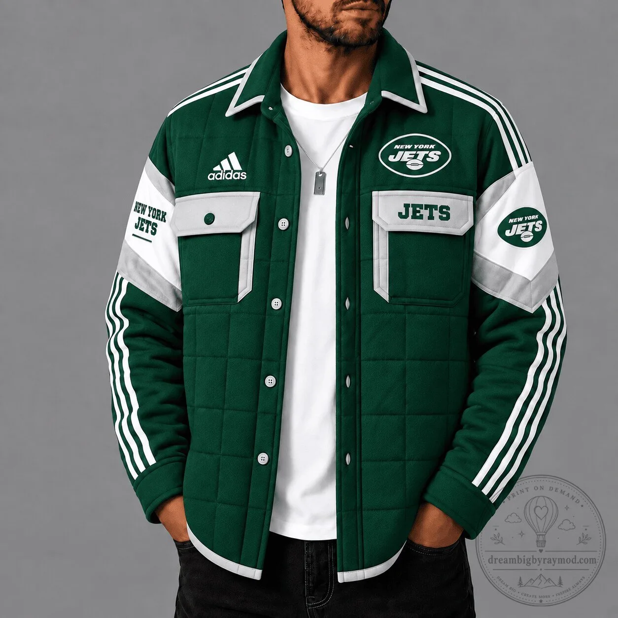 New York Jets Adidas Green Quilted NFL Football Fan Jacket