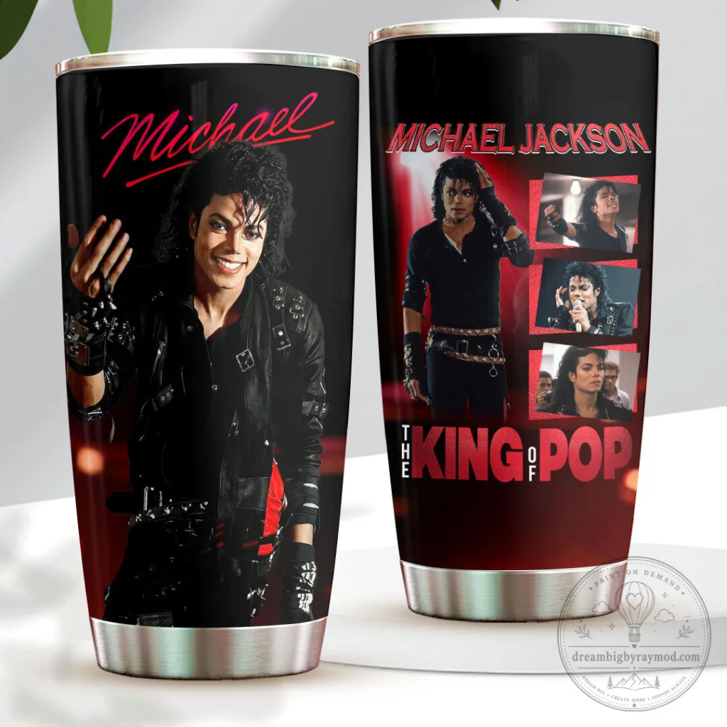 Stainless Steel Tumbler Featuring Michael Jackson, The Iconic King of Pop