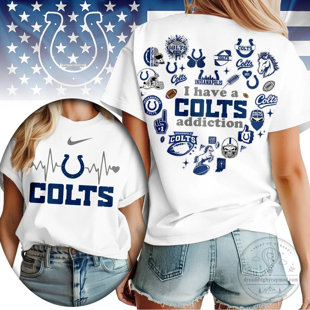Indianapolis Colts Fan Shirt Heartbeat Addiction NFL Football T-Shirt
