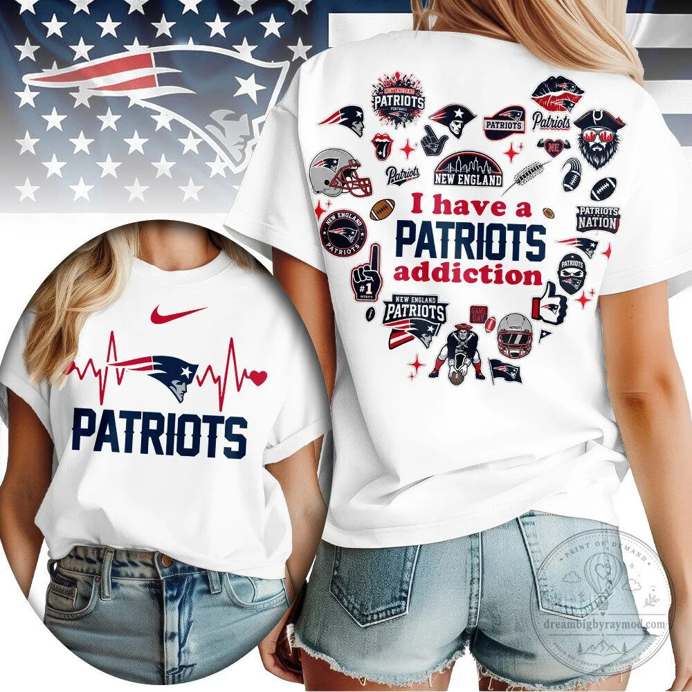 New England Patriots Fan Shirt Heartbeat Addiction NFL Football T-Shirt