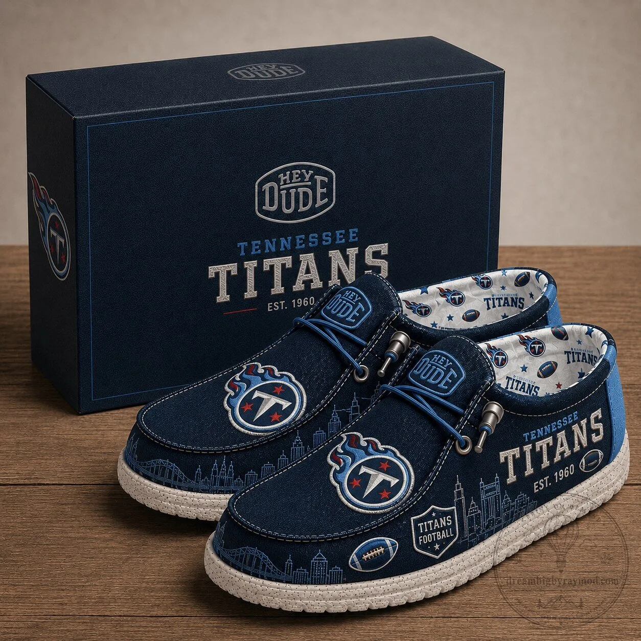 Tennessee Titans Hey Dude Shoes Custom Football Team Fan Footwear