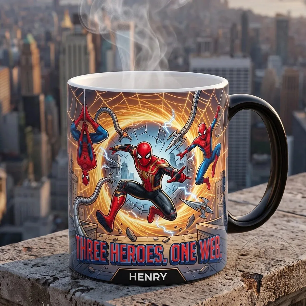 Spider-Man Three Heroes One Web Color Changing Coffee Mug