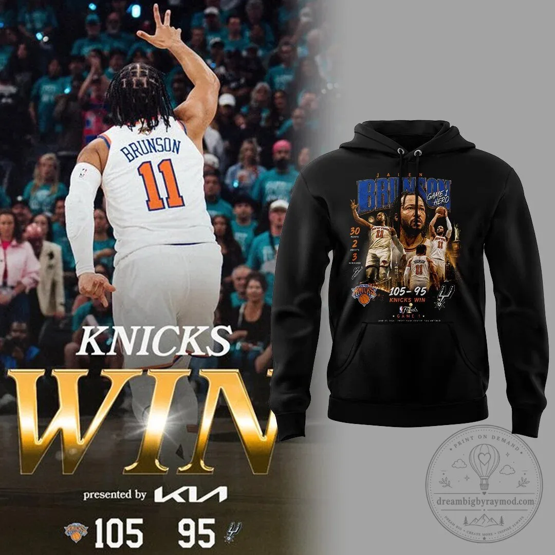 Jalen Brunson New York Knicks Game 1 Finals Hero Black Hoodie