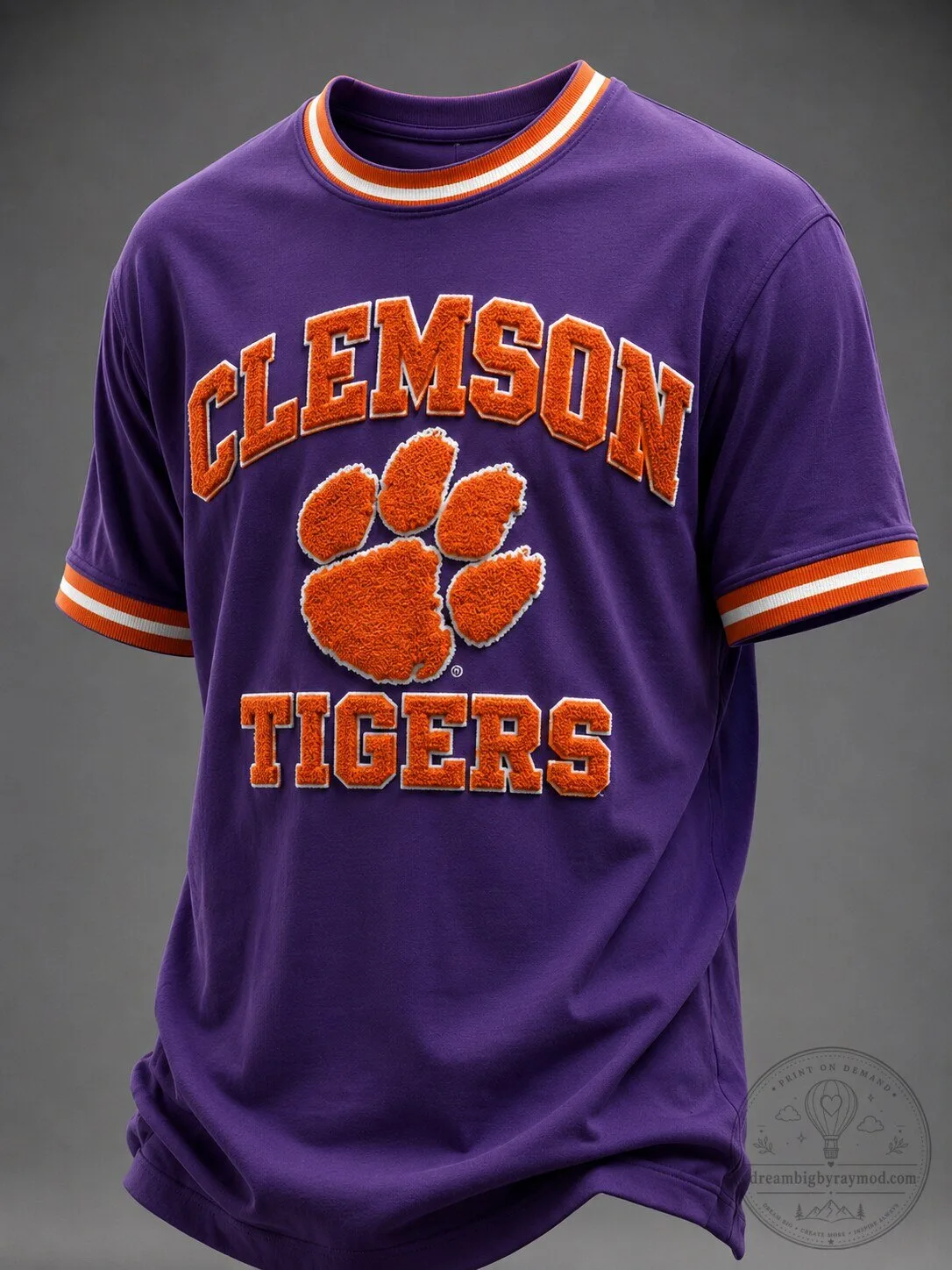 Clemson Tigers Football Team Mascot Paw Print Purple T-Shirt
