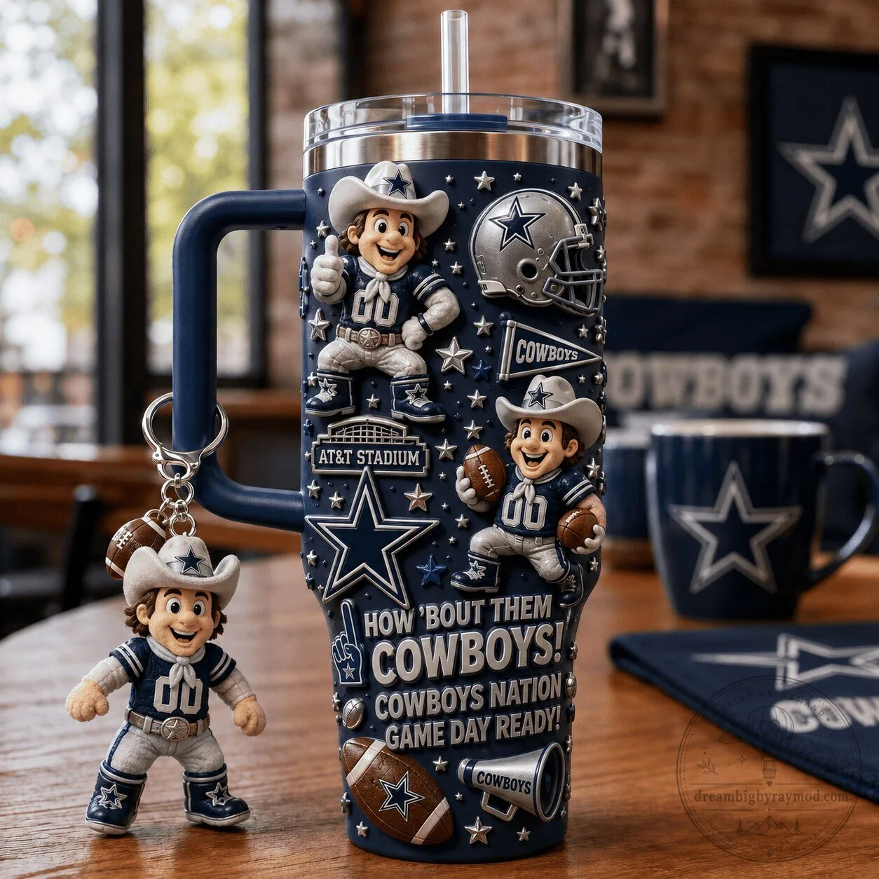 Dallas Cowboys Football Team Fan Gear 40oz Stainless Steel Tumbler with Handle