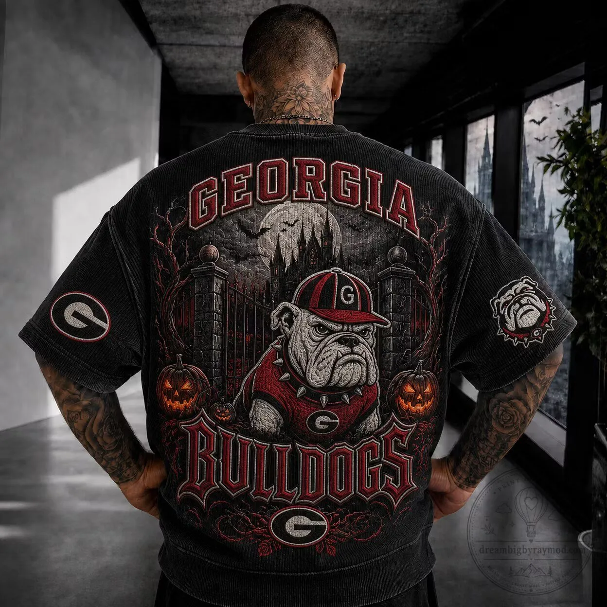 Georgia Bulldogs Halloween Spooky Full Moon Bulldog T-Shirt