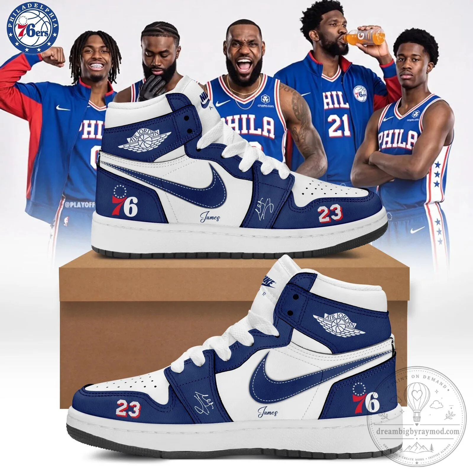 High-Top Sneakers with LeBron James' Signature for Philadelphia 76ers Fans