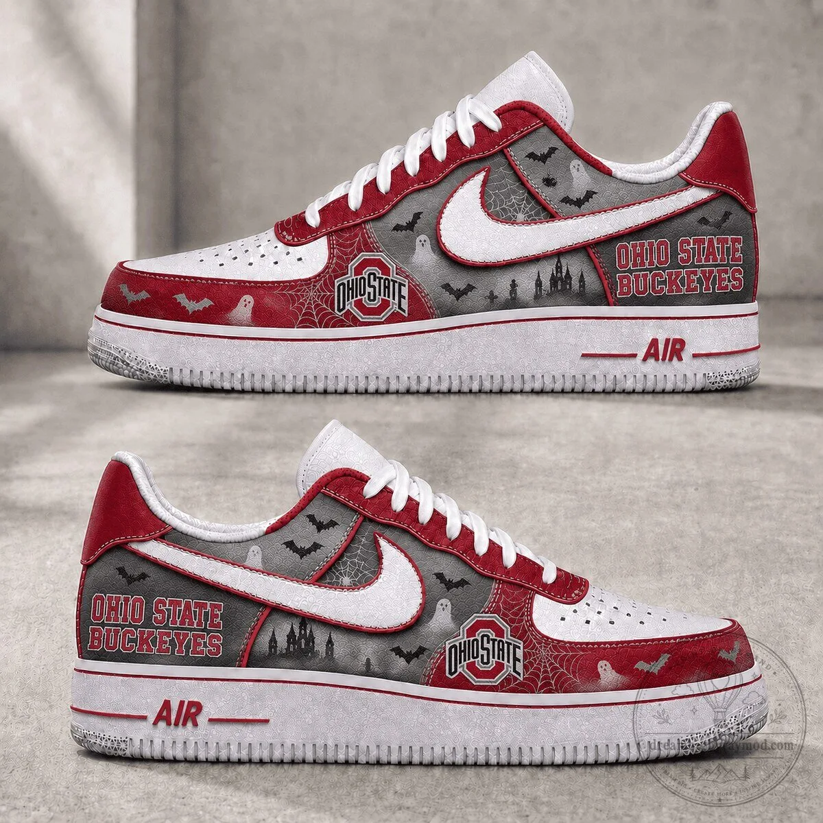 Ohio State Buckeyes Halloween Ghost Bats Spiderweb Custom Print Shoes